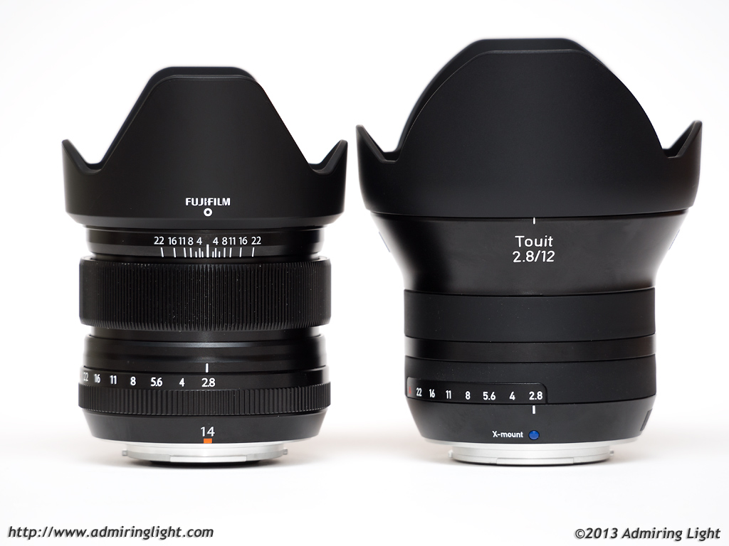 Fujinon 14mm f/2.8 (left), Zeiss 12mm f/2.8 (right)