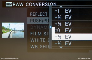 Pulling an image 1/3 stop using in-camera RAW conversion
