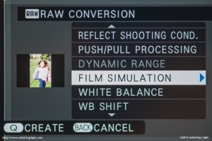 The X-E2's RAW conversion dialog