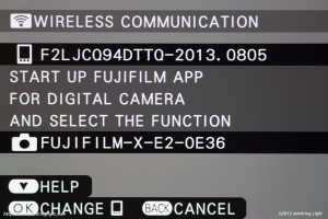 The WiFi dialog on camera