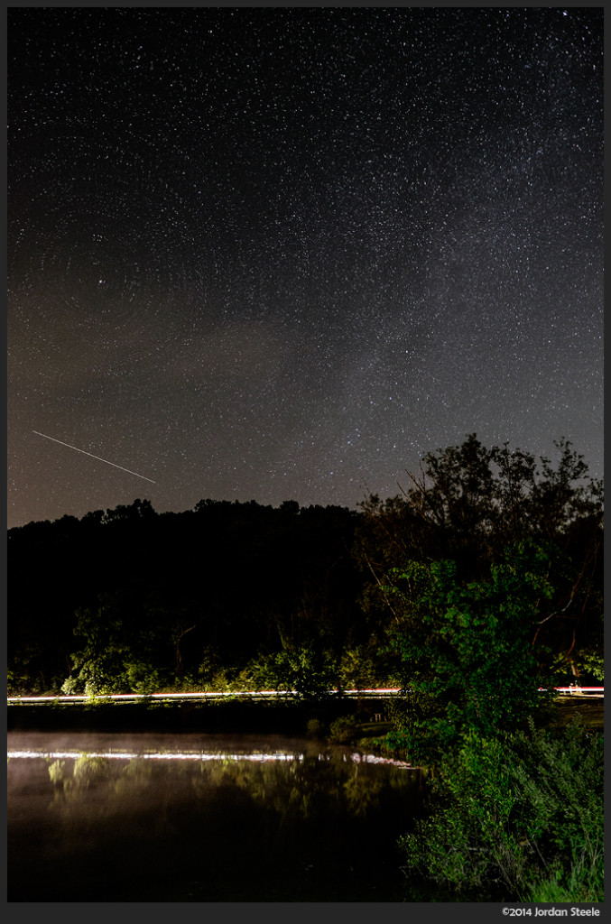 Meteor - Lake Logan, Ohio - Fujifilm X-T1 with Fujinon XF 14mm f/2.8 @ ISO 800, f/2.8, 90 sec (three 30 sec exposures)