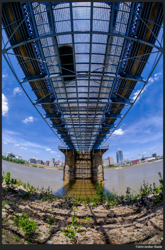 Roebling Bridge, Cincinnati, OH - Fujifilm X-E2 with Rokinon 8mm f/2.8 Fisheye II