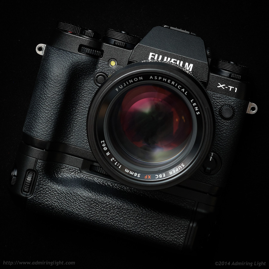 The Fujifilm X-T1 with battery grip VG-XT1 and the Fujinon XF 56mm f/1.2