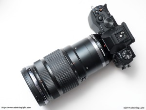 The 40-150mm's tripod collar can be removed to minimize size.
