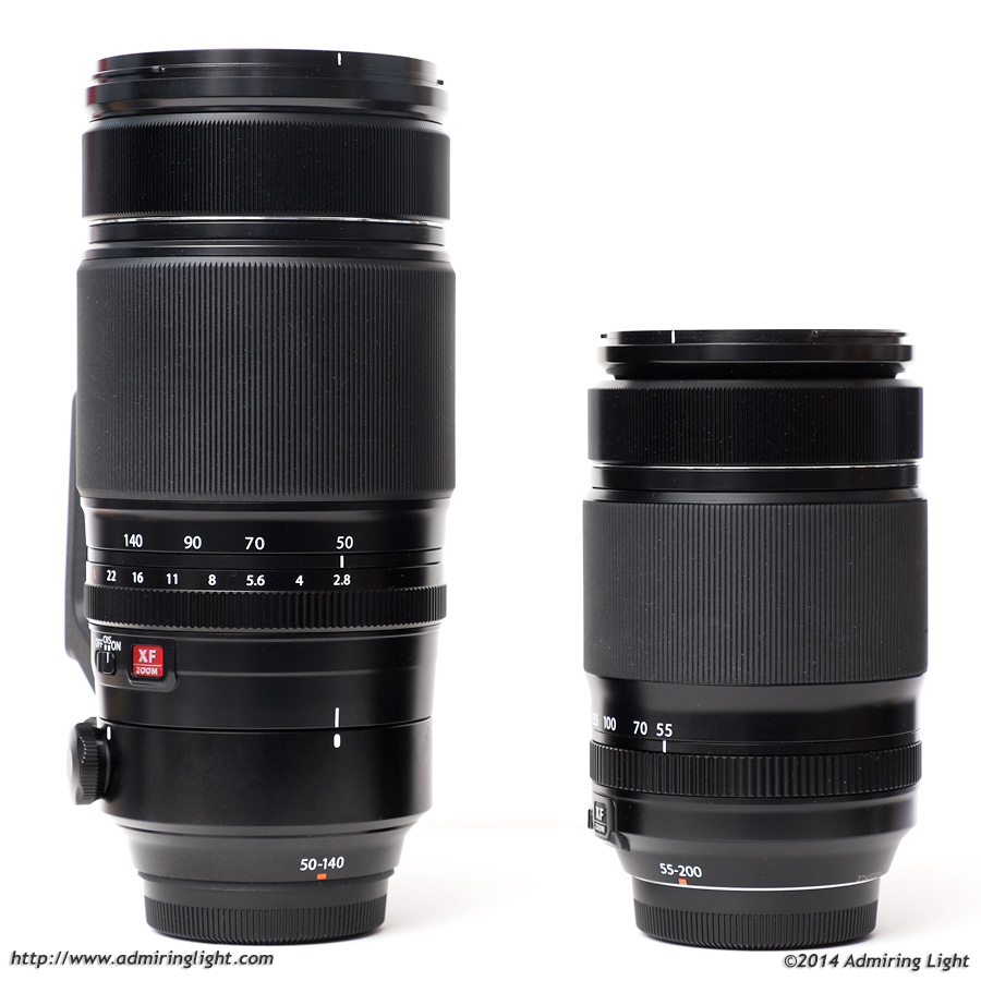 The Fuji Telephoto Zooms - 50-140mm f/2.8 on the left, 55-200mm f/3.5-4.8 on the right