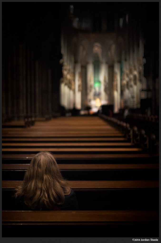 Alone in the Great Cathedral - Fujifilm X-T1 with Fujinon XF 35mm f/1.4 @ f/1.4, 1/60s, ISO 4000