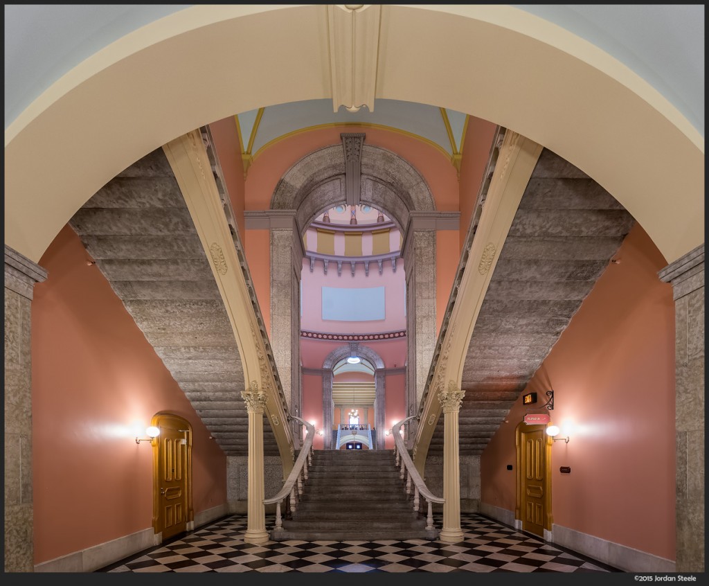 Statehouse Stairwell  - Sony A7 II with Carl Zeiss FE 16-35mm f/4 OSS @ 16mm, f/7.1, 1/5s handheld, ISO 800