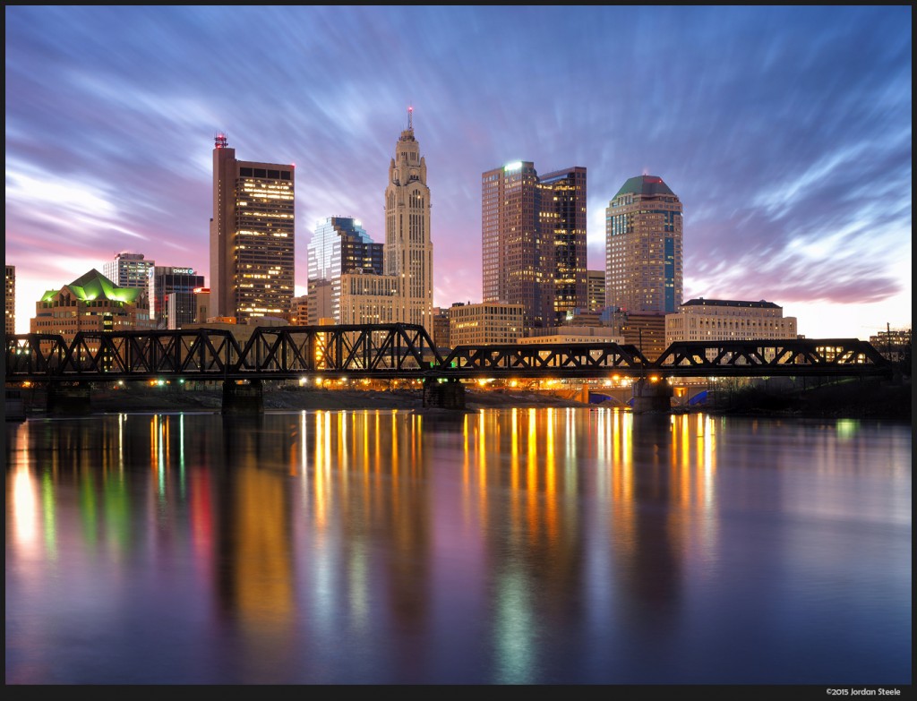 Columbus at Dawn - Olympus OM-D E-M5 Mark II with Olympus 12-40mm f/2.8 PRO @ 24mm, f/5.6, 8sec, ISO 100 (64MP HR Mode)