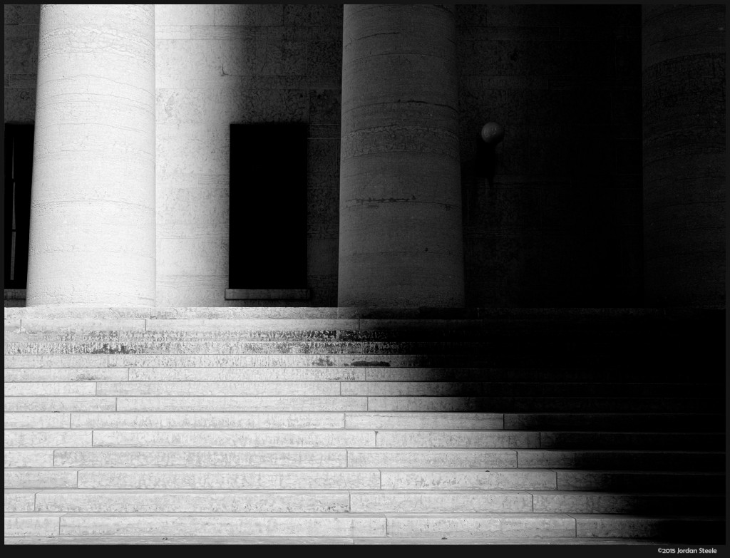 Statehouse Stairs - Olympus OM-D E-M5 Mark II with Olympus 12-40mm f/2.8 PRO @ 26mm, f/5.6, 1/1250s, ISO 200 (shadows intentionally darkened)