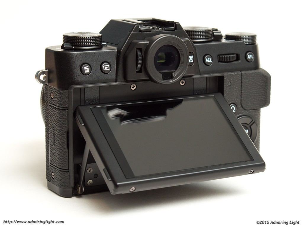 The rear screen of the X-T10 tilts up 