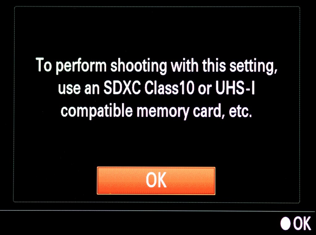 You must have a 64GB or larger UHS-I card to record 4K video