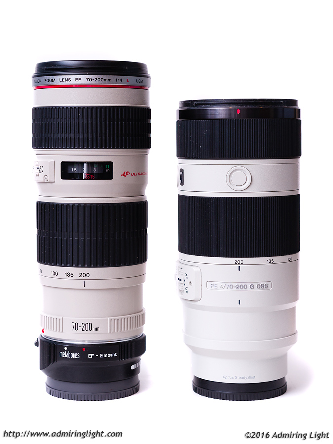 Canon EF 70-200mm f/4L (with Metabones IV) and Sony FE 70-200mm f/4 G OSS