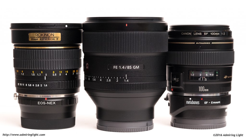 Sony 85mm f/1.4 GM vs. Rokinon 85mm f/1.4 vs. Canon 100mm f/2