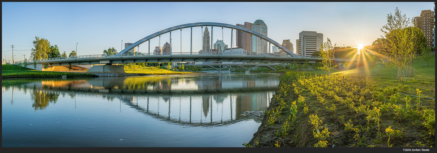 Columbus at Sunrise - Sony A7 II with Sony FE 50mm f/1.8 @ f/11 (stitch of 5 two-shot HDR images)
