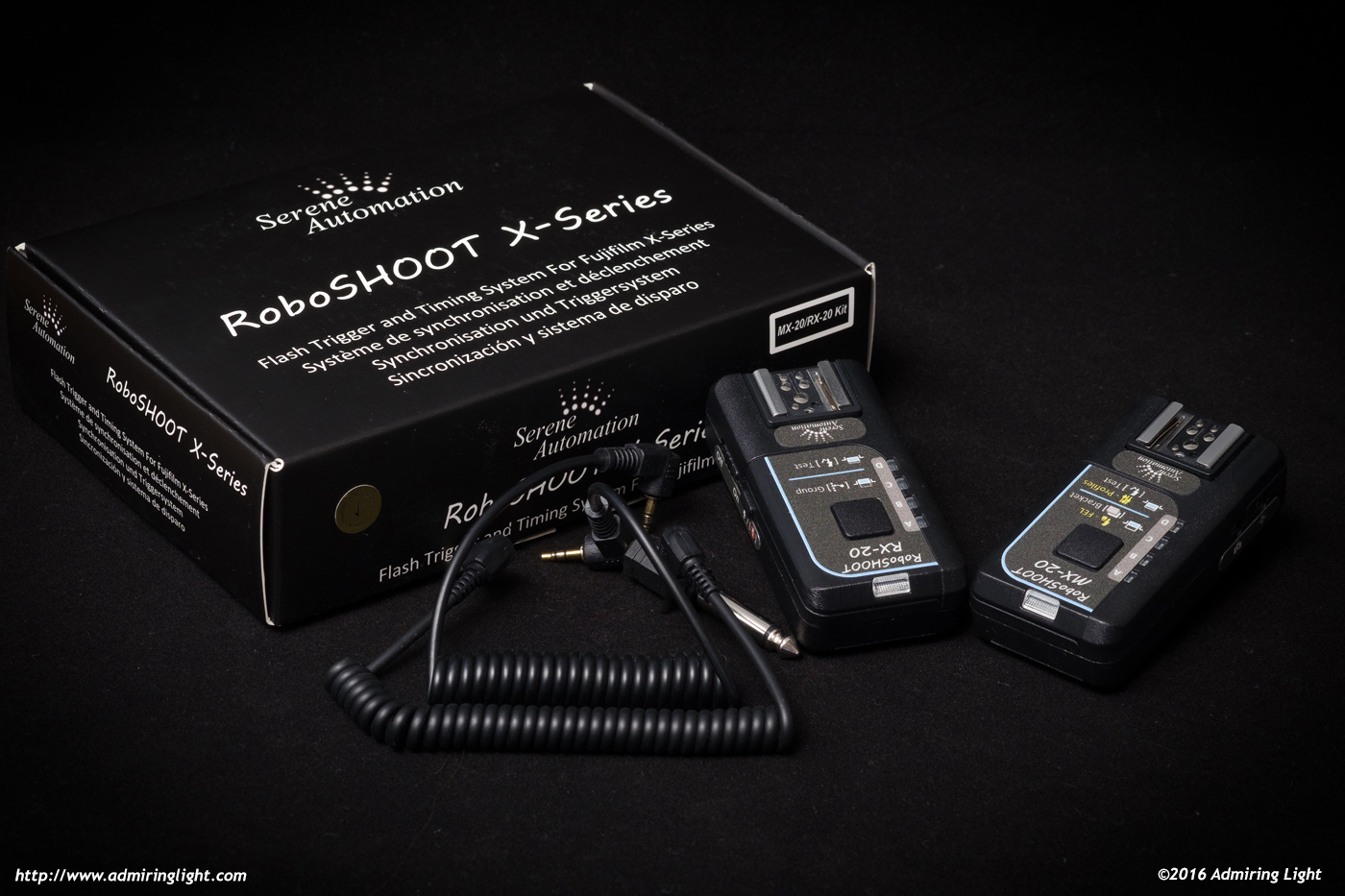 The MX-20 and RX-20 set comes with the receiver, transmitter and a a few cables for sync connections