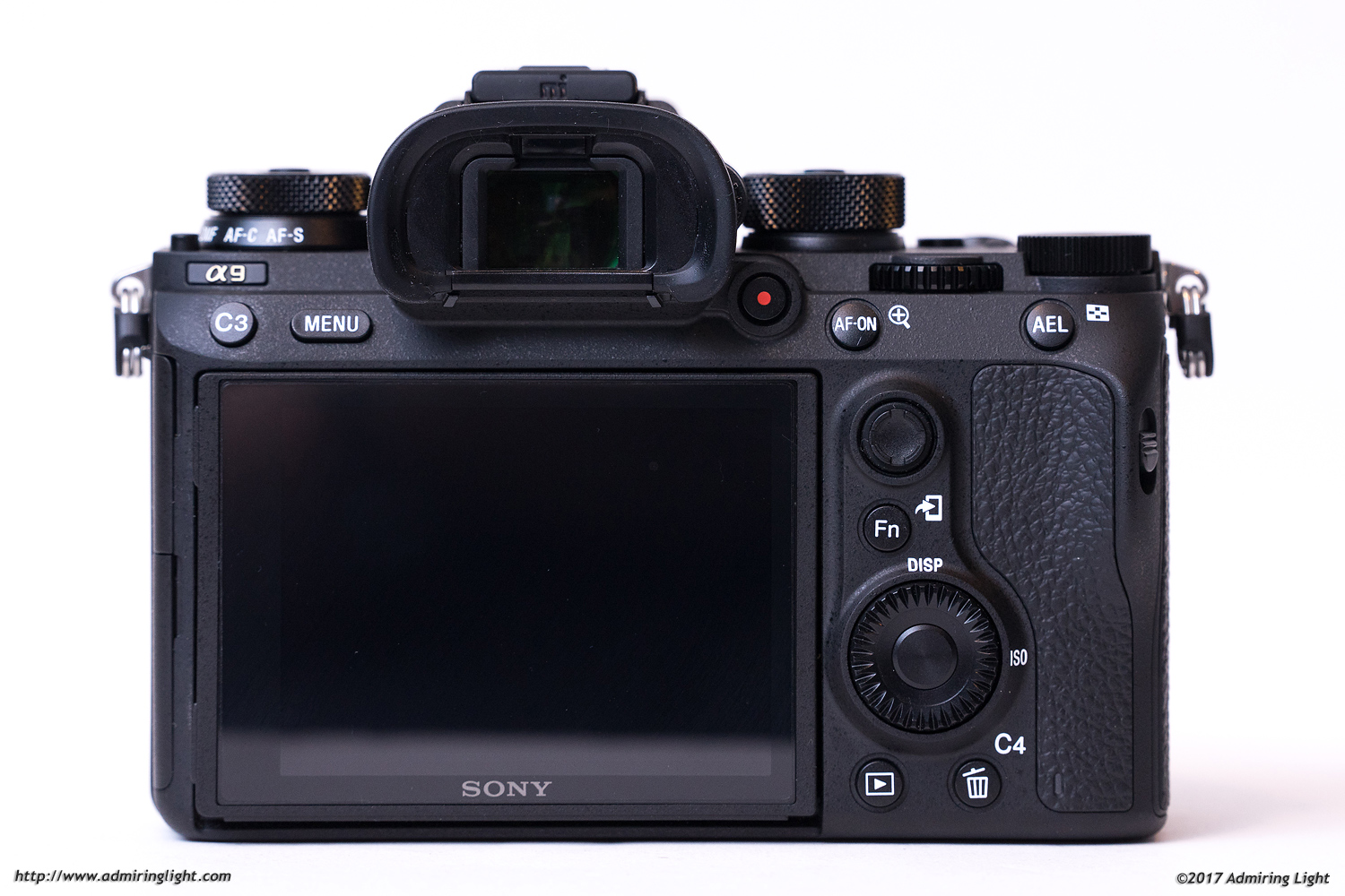The rear of the camera shows some of the new controls on the A9