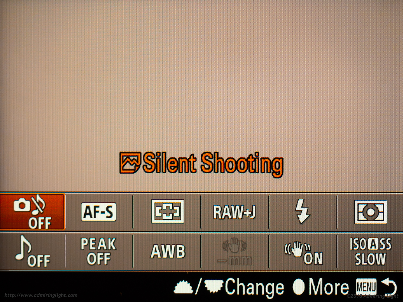 The Fn Menu, with Silent Shooting selected